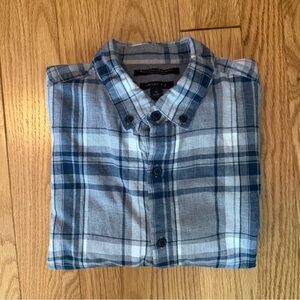 banana republic | men’s blue and gray plaid shirt